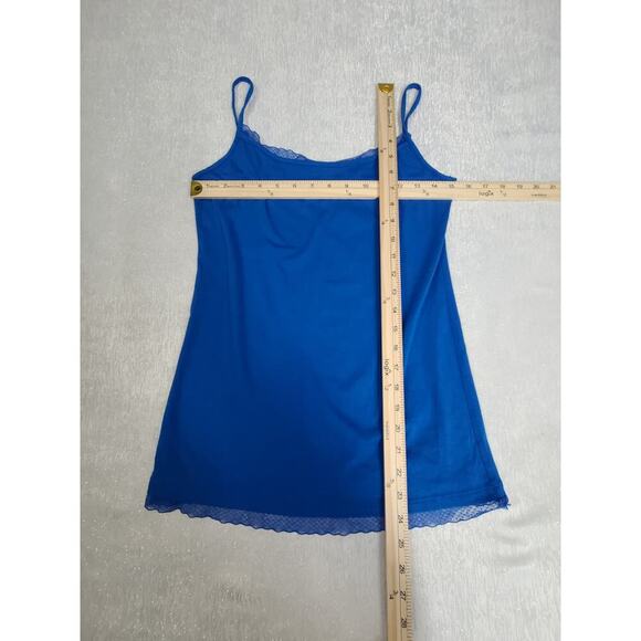 Ann Taylor Y2K women's lace dot tank blue Size Medium lagenlook layers - Picture 3 of 4